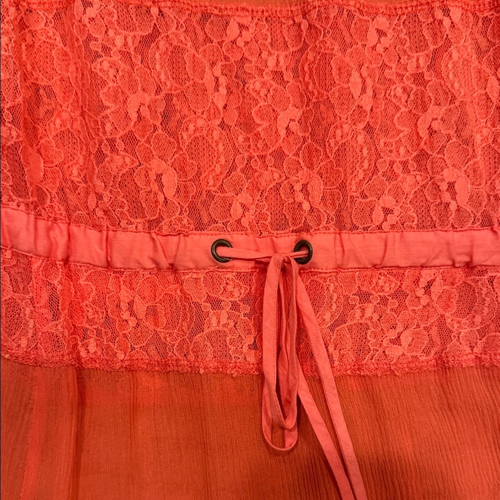 Elegant Coral Lace Women Dress - Picture 4 of 5